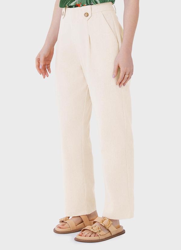 Vista 2 Calça Alfaiaria em Viscolinho Off White Malwee Malwee