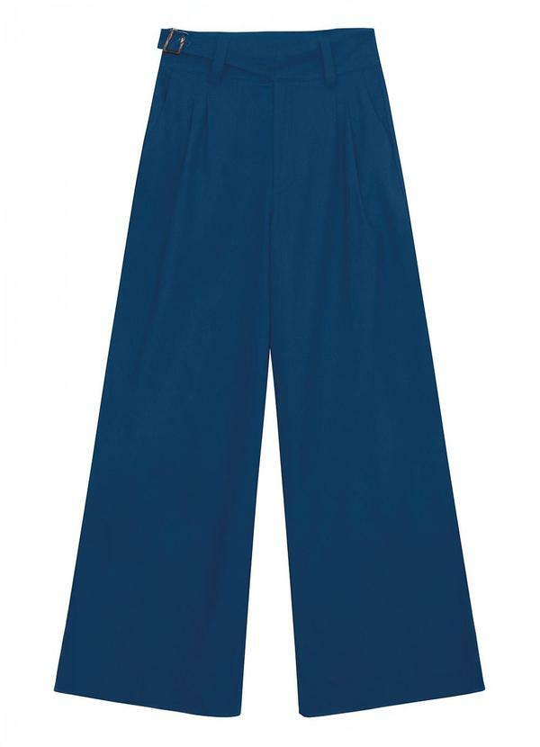 Calça Alfaiataria em Viscolinho Azul Escuro