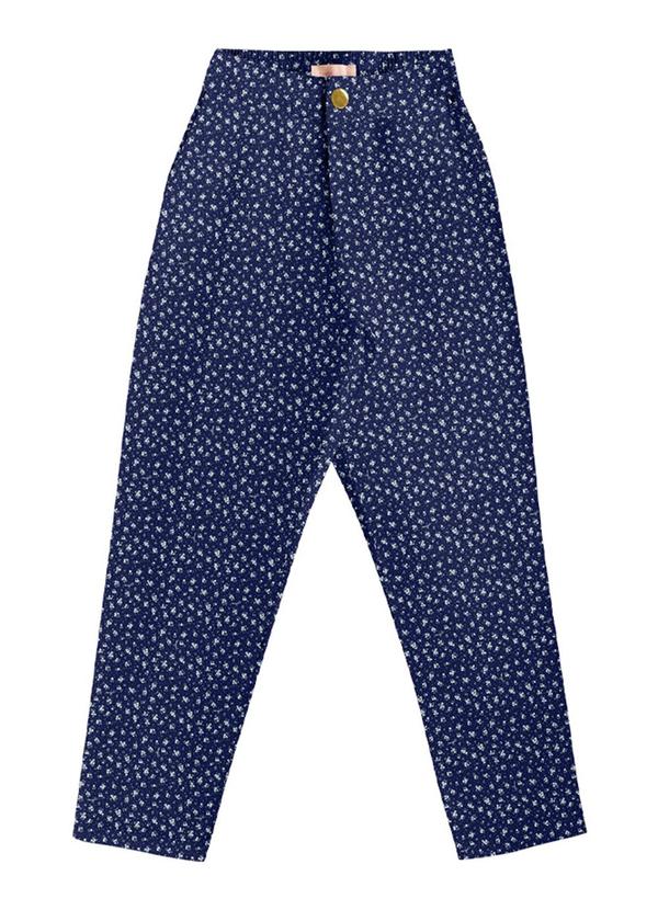 Calça Alfaiataria Viscose Estampada Azul