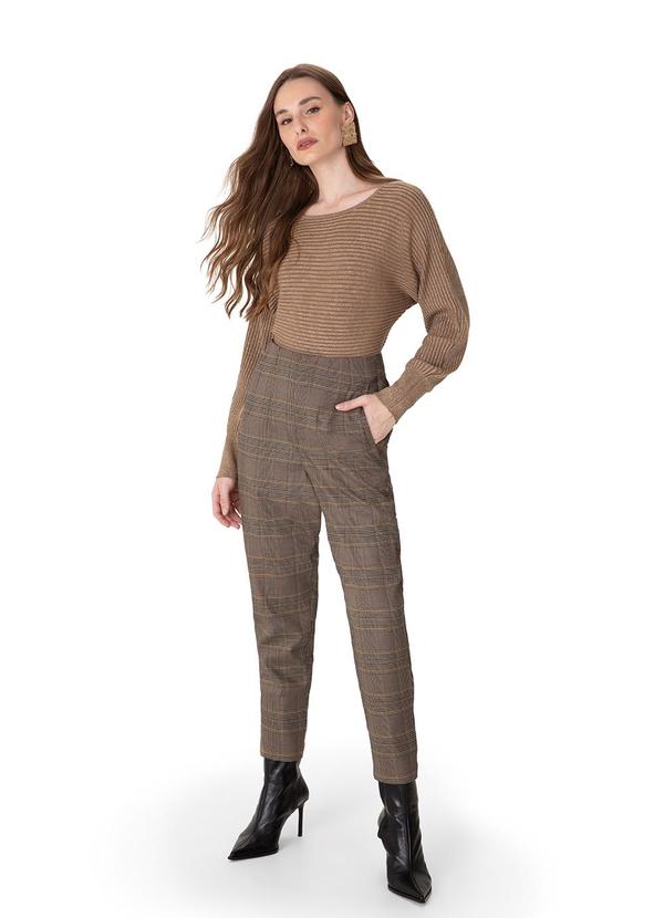 Calça Alfaiataria Xadrez Marrom