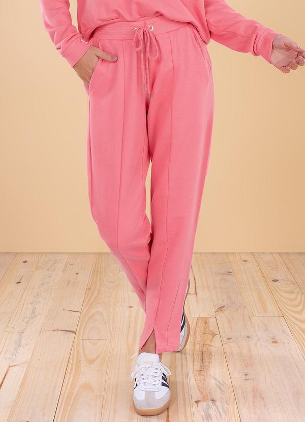 Calça com Abertura Moletom Rosa