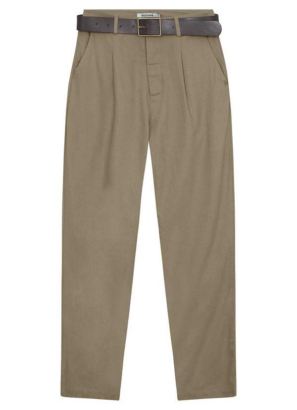 Calça Carrot em Viscolinho Taupe