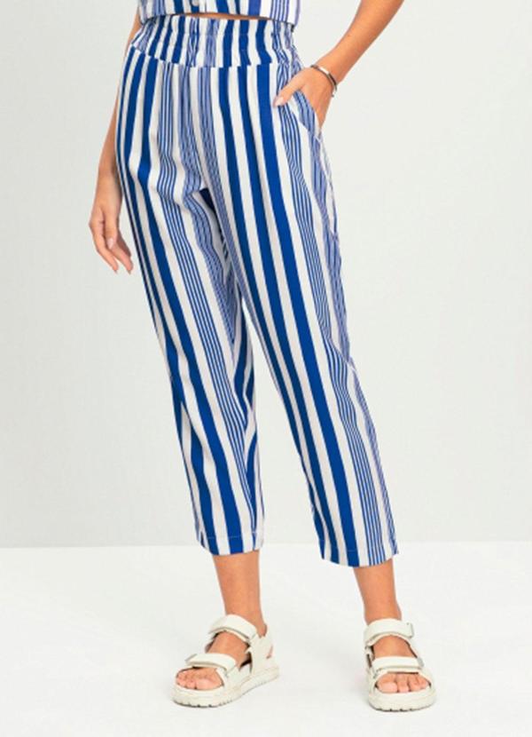 Calça Feminina Alfaiataria Listrada Azul
