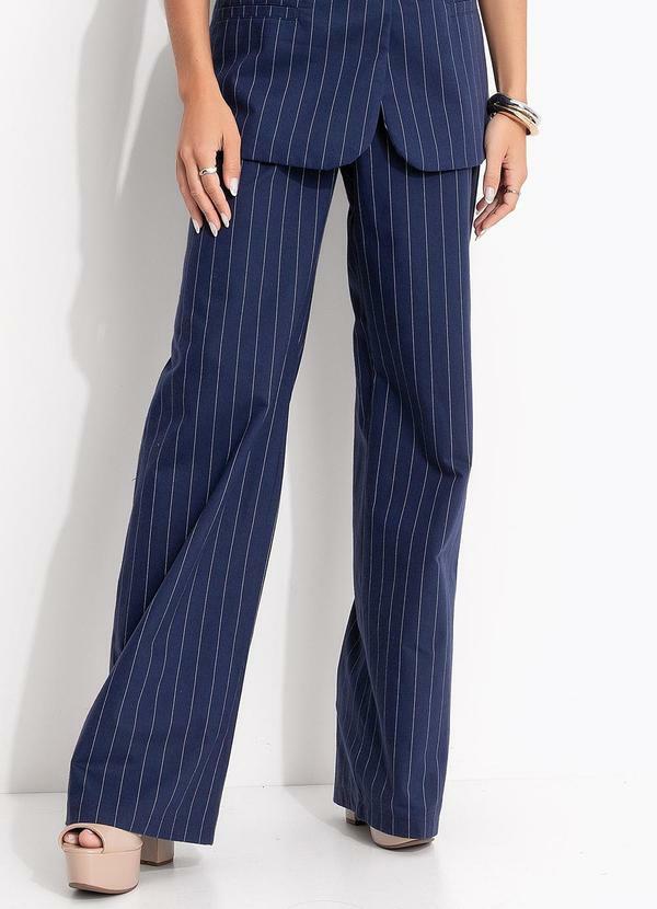 Calça Risca de Giz Azul