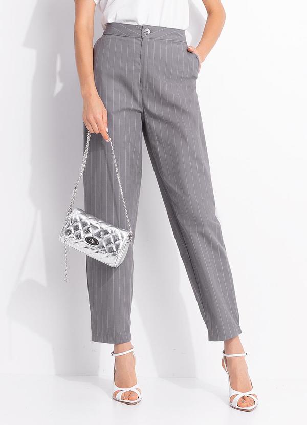 Calça Listrada Cinza