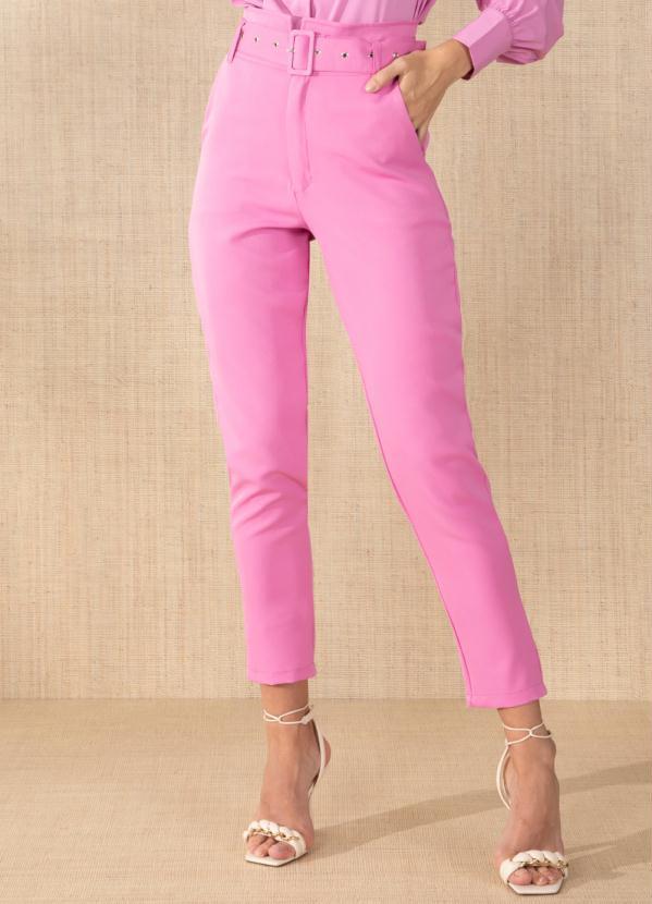 Calça Rosa Social com Cinto