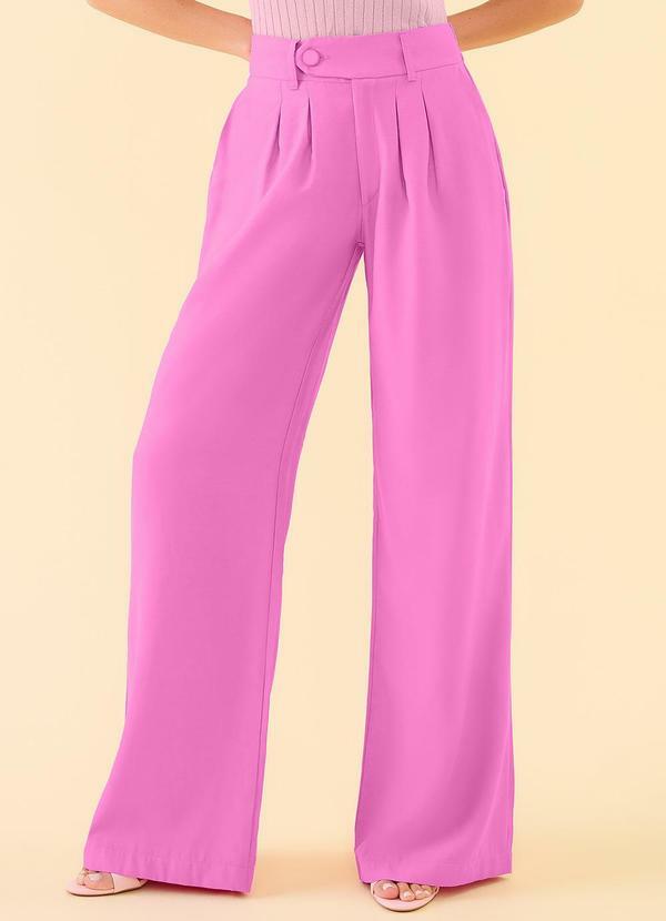 Vista 2 Calça Wide Leg Alfaiataria Rosa Angel Angel