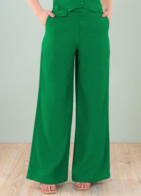 Vista 2 Calça Wide Leg Alfaiataria Verde Angel Angel