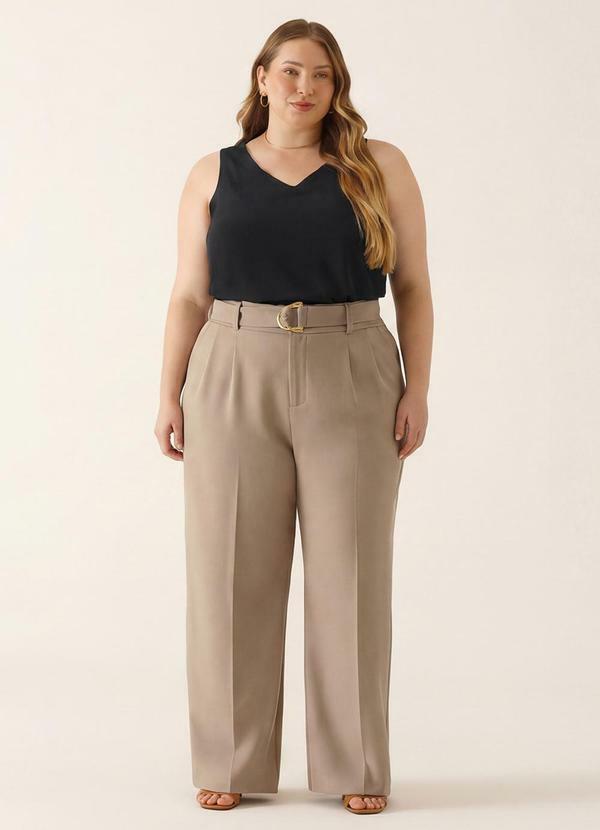 Vista 2 Calça Wide Leg de Alfaiataria Lorde Mocha Mousse Principessa Principessa