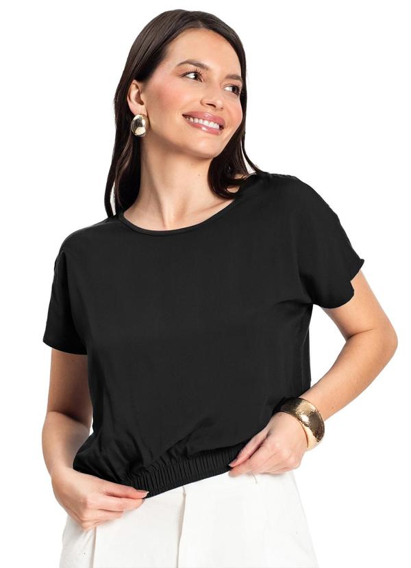 Blusa Feminina Manga Curta Preto