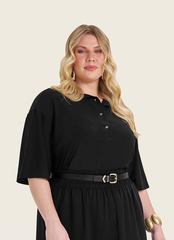 Blusa Manga Curta Plus Size Preto