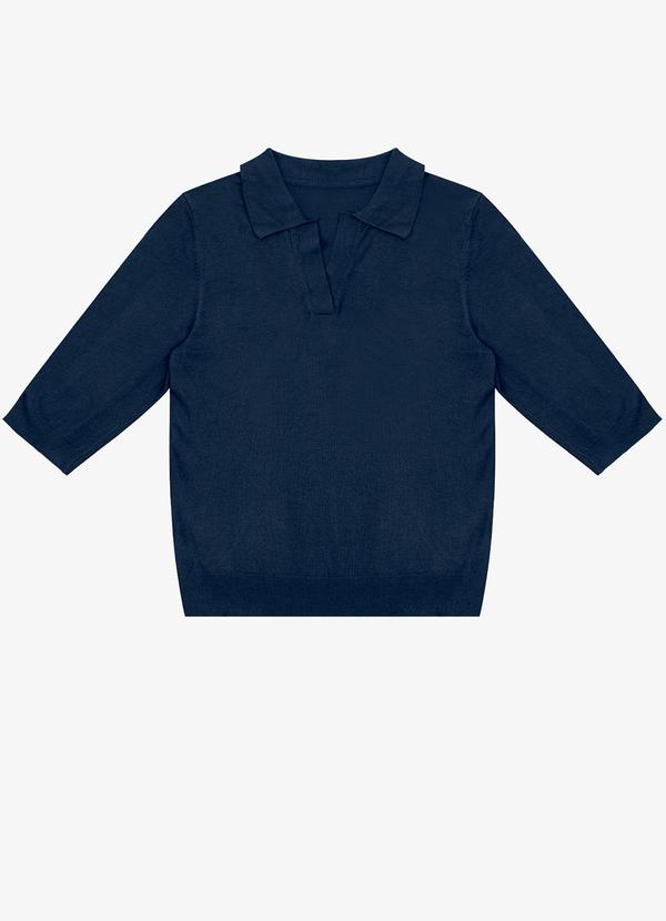 Blusa Polo Feminina Tricot Azul