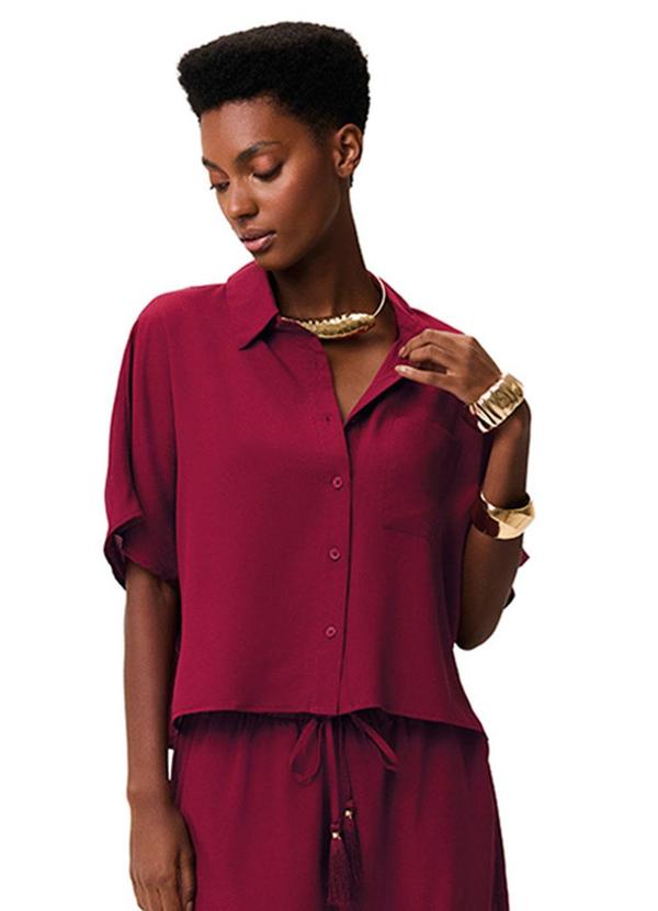 Camisa Ampla em Crepe Bordô