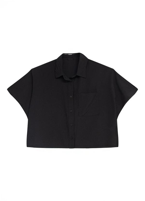 Camisa Ampla em Crepe Preto