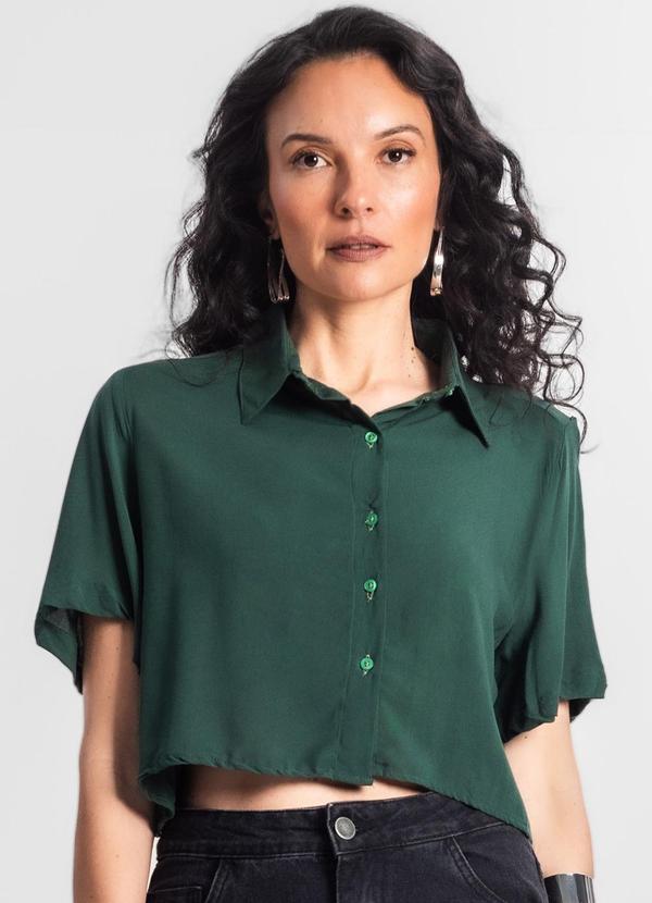 Camisa Cropped Feminina Básica Verde