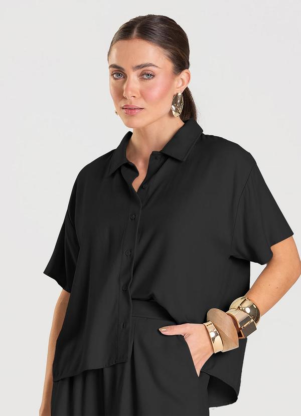 Camisa Feminina em Tecido de Viscose Preto