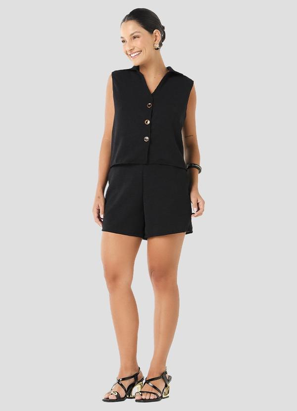 Camisa Feminina em Tecido Plano Crepe Preto