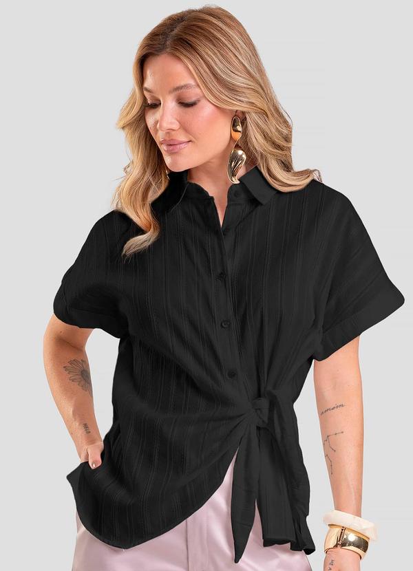 Camisa Feminina em Tricoline Preto