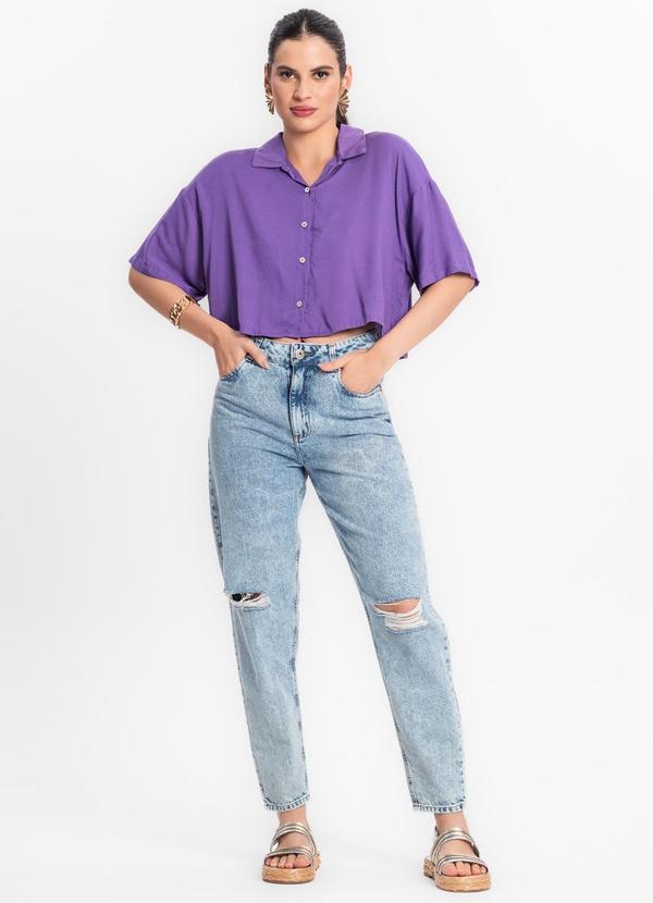 Camisa Feminina em Viscose Creponada Roxo