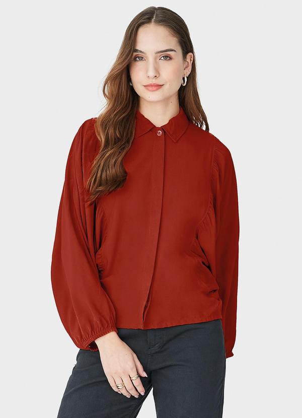 Vista 2 Camisa Feminina em Viscose Terracota Malwee Malwee
