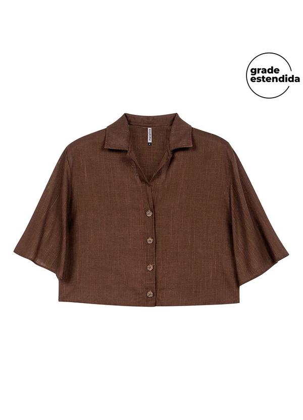 Camisa Feminina Manga Ampla Viscolinho Marrom