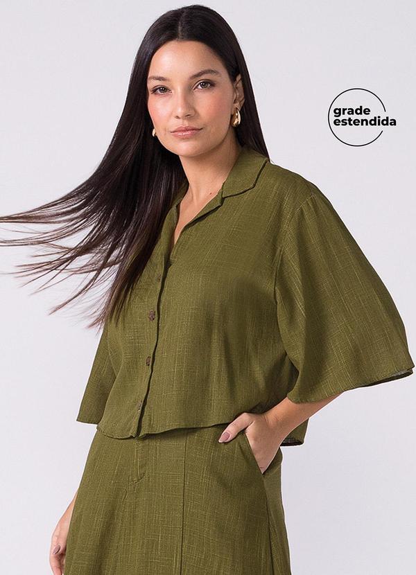 Camisa Feminina Manga Ampla Viscolinho Verde