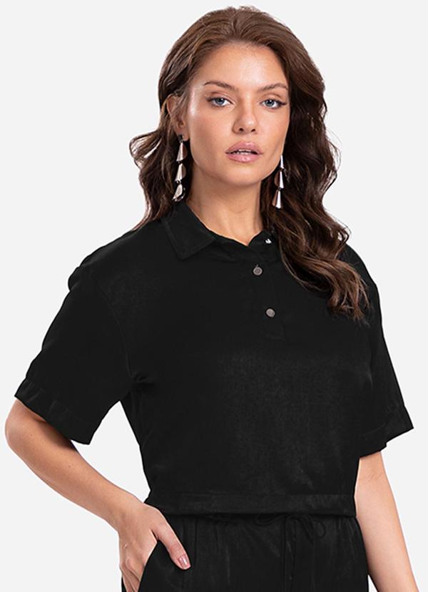 Camisa Feminina Manga Curta Preto