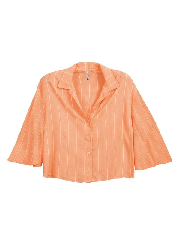 Vista 2 Camisa Feminina Manga Flare Laranja Marialícia Marialícia