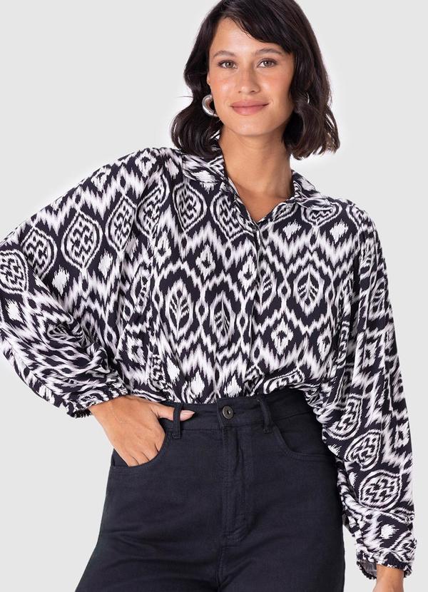 Vista 2 Camisa Feminina Paisley em Viscose Branco Malwee Malwee