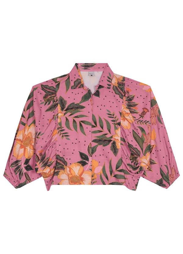 Vista 2 Camisa Feminina Tropical em Viscose Rosa Malwee Malwee