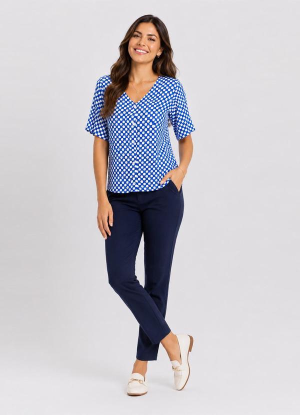 Camisa Feminina Viscose Creponada Azul