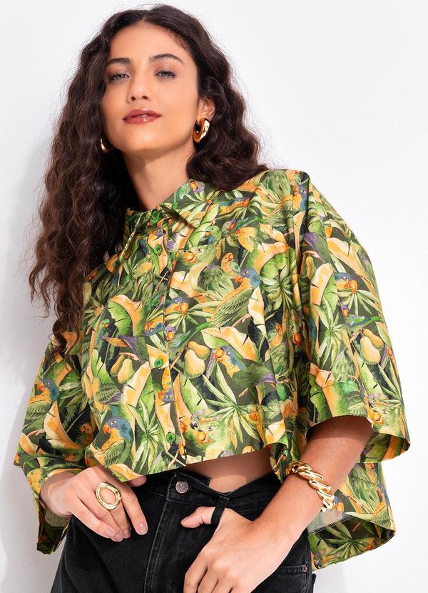 Camisa Floresta de Passarinho Verde