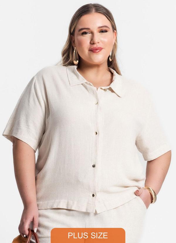 Vista 2 Camisa Linho Strong Feminina Bege Secret Glam Secret Glam