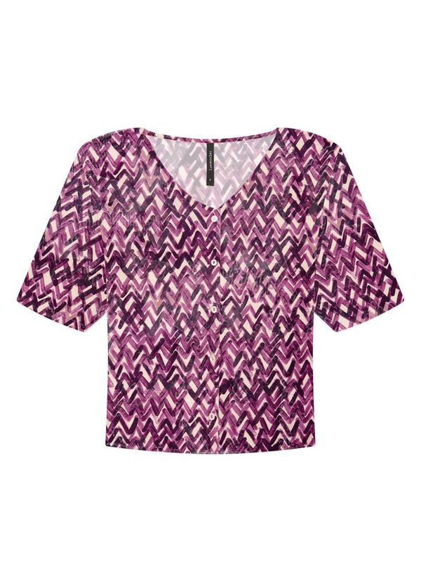 Vista 2 Camisa Manga 3/4 em Viscose com Manga Flare Roxo Lunender Lunender
