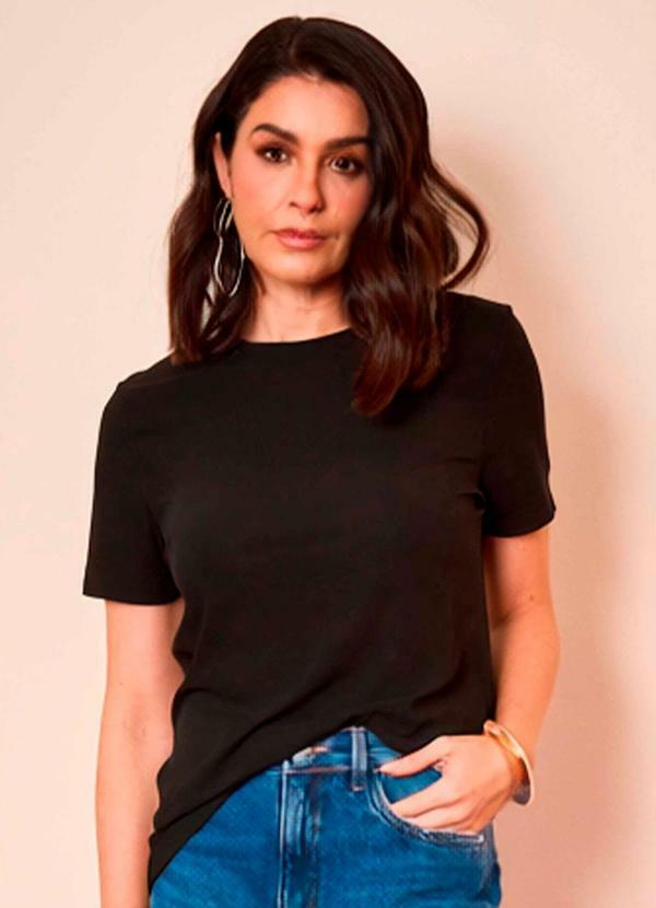Camisa Manga Curta Cozy Winter Preto