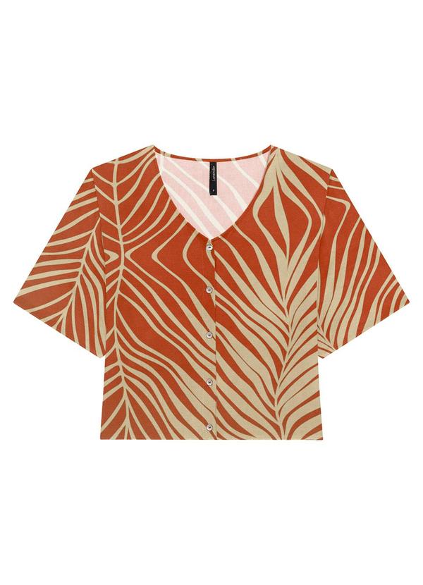 Vista 2 Camisa Manga Curta em Viscose Estampada Vermelho Lunender Lunender