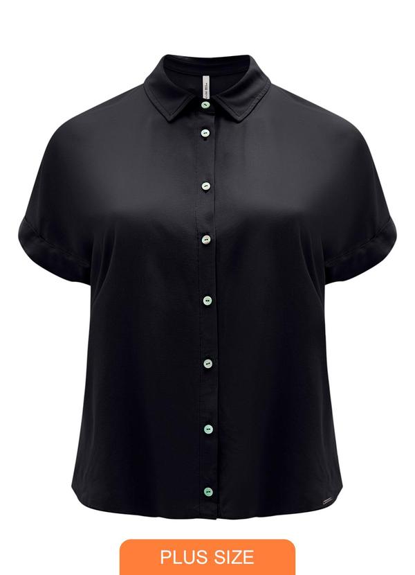 Vista 2 Camisa Manga Curta Lisa Tecido Plano Preto Lunender Mais Mulher Lunender Mais Mulher