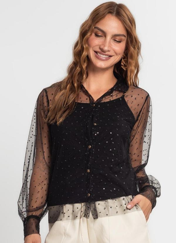Vista 2 Camisa Manga Longa com Blusa de Alça Preto Endless Endless