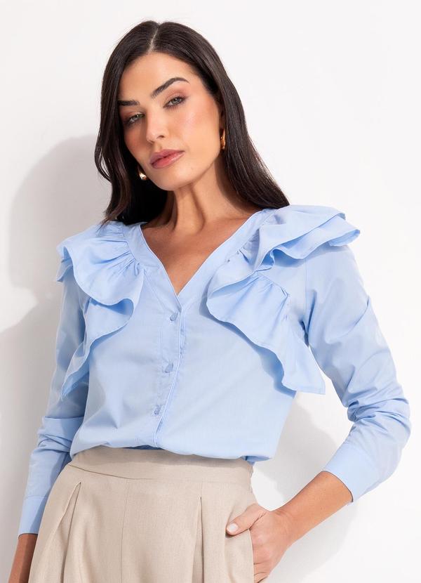 Blusa Azul Claro em Tricoline