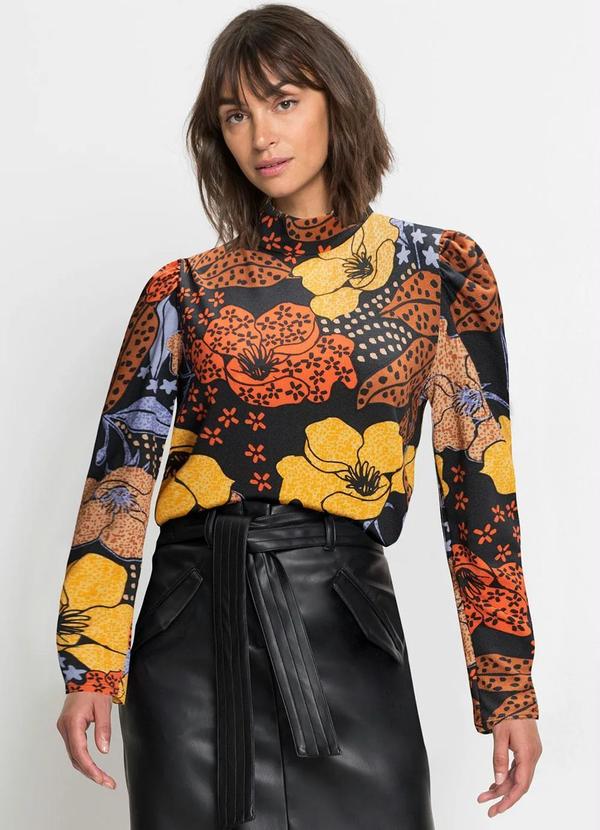 Vista 2 Blusa Floral com Folhagens em Malha Crepe bonprix bonprix