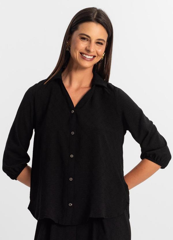 Vista 2 Camisa 3/4 Feminina Preto Rovitex Rovitex