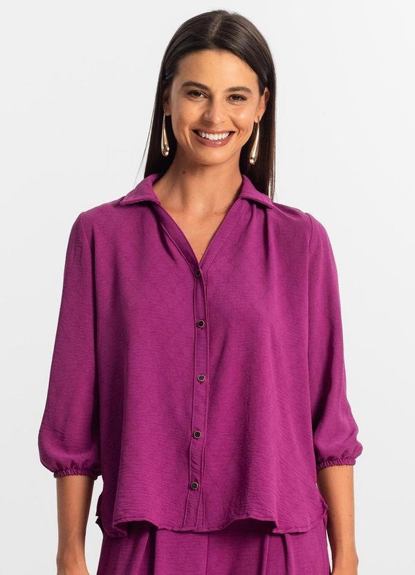 Vista 2 Camisa 3/4 Feminina Roxo Rovitex Rovitex