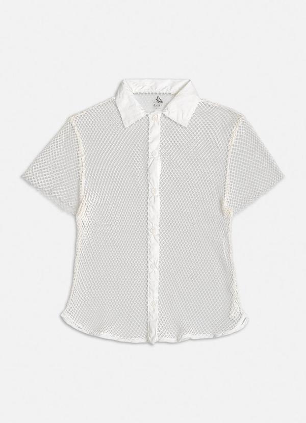 Camisa Alongada de Tela Off White