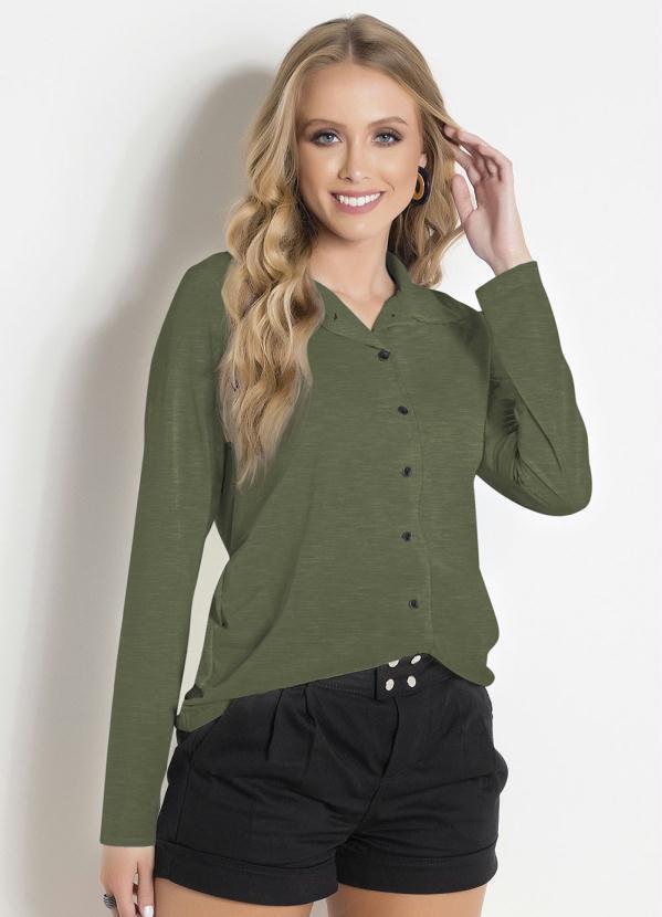 Camisa com Botões Verde Militar