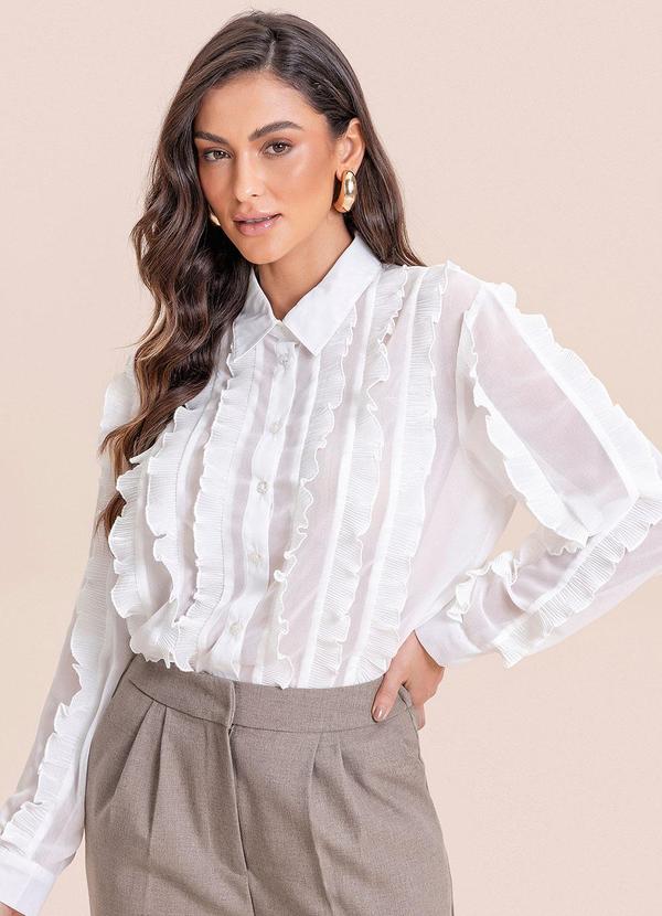 Camisa de Crepe Off White
