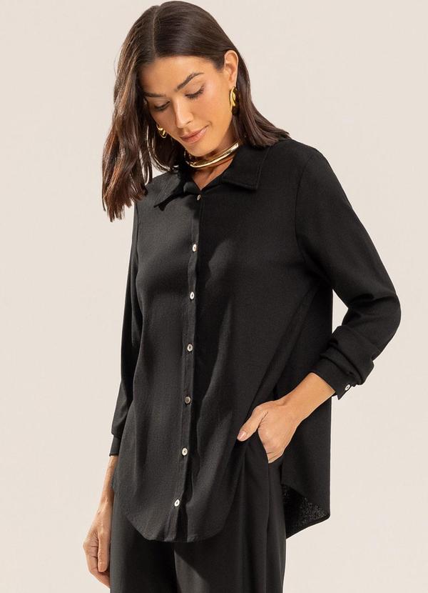 Camisa em Linho com Elastano Preto