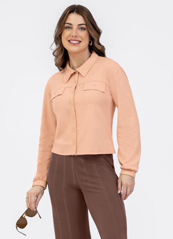 Camisa em Tecido Texturizado Laranja