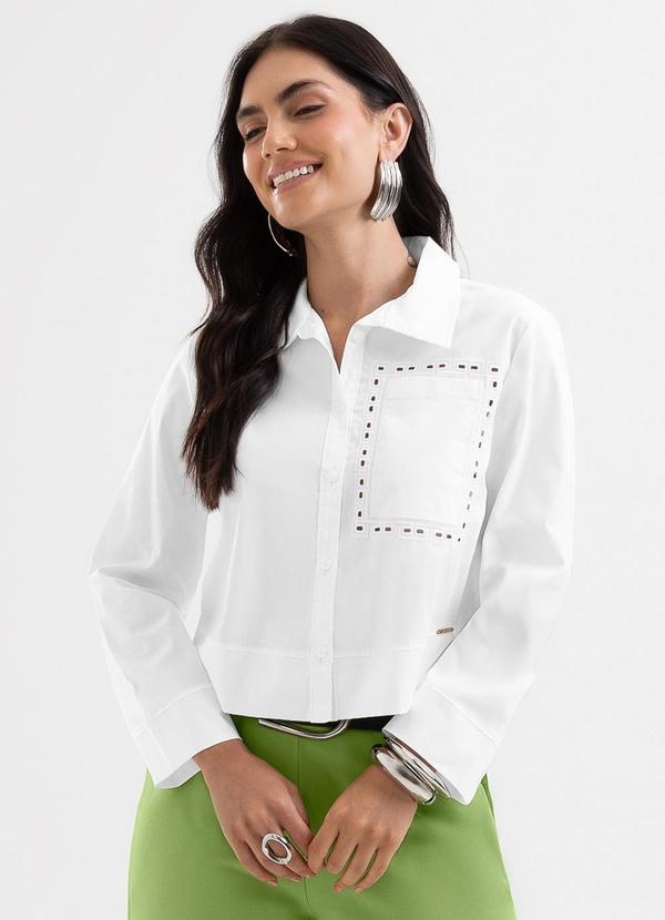 Camisa em Tricoline com Bordado a Laser Branco