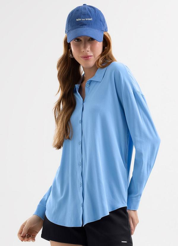 Camisa em Viscose com Elastano Azul
