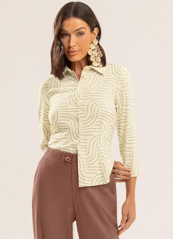 Camisa em Viscose com Elastano Bege